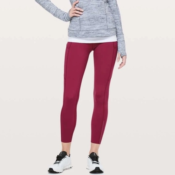 Lululemon Fast Free Tight II Leggings 6 Star Ruby Reflective Nulux 25" Pockets - Picture 3 of 15